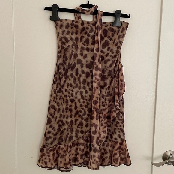 ZARA Leopard Print Mini Mesh Dress Size S/M - Picture 5 of 8